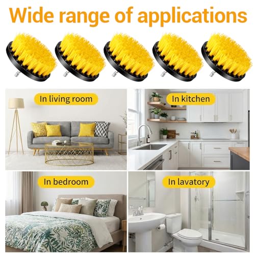 12 Pcs Drill Brush Attachment, 4 Inch Power Scrubber Cleaning Kit Multi Purpose Set Brushes for Kitchen Tile Bathroom Surfaces Tub Grout Shower Auto Car Boat