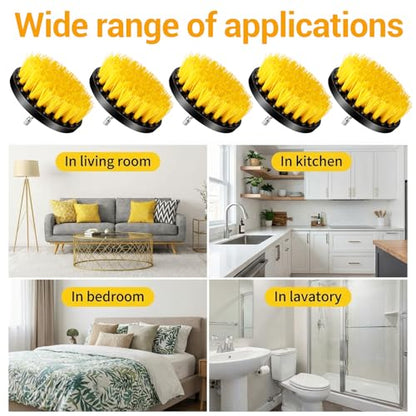 12 Pcs Drill Brush Attachment, 4 Inch Power Scrubber Cleaning Kit Multi Purpose Set Brushes for Kitchen Tile Bathroom Surfaces Tub Grout Shower Auto Car Boat