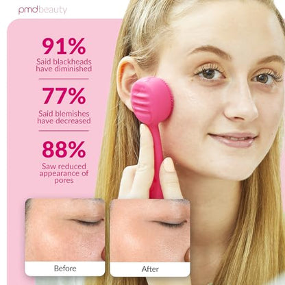 PMD Clean - Smart Facial Cleansing Device with Silicone Brush & Anti-Aging Massager - color: Pink