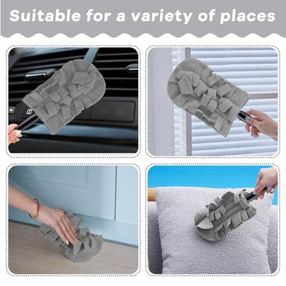Zubebe 6 Pcs Duster Refill Reusable Fleece Duster Refills Feather Flat Dusters Multi Surface Washable Cleaning Pads Tools for Home, Blinds, Car, Pet, Furniture, Fans (Grey) - color: Gray
