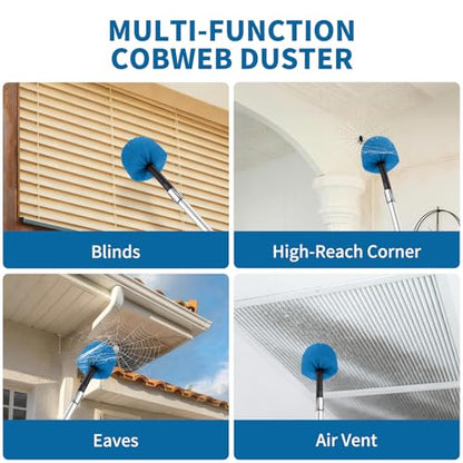 Cobweb Duster with Extension Pole, Dense Soft Bristles & Efficient Dust Removal, High Reach Cleaning 5-20FT Adjustable to 26FT, Indoor Outdoor for Ceilings/Corners/Fans