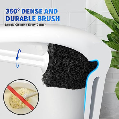 LOVLOY Toilet Plunger and Brush, Bowl Brush and Heavy Duty Toilet Plunger Set with Ventilated Holder, 2-in-1 Toilet Brush and Plunger Combo for 5.3-inch Toilet Drain Bathroom Cleaning (White) - color: White