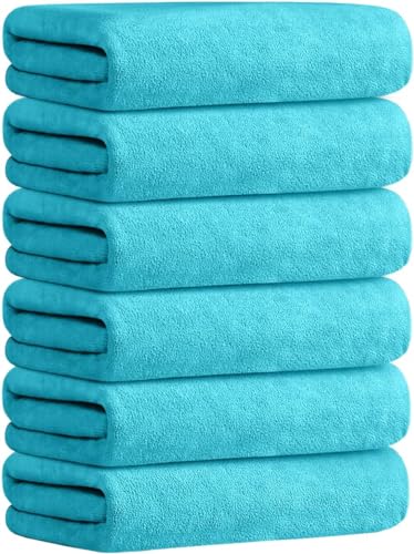 JML Bath Towels, Microfiber Bath Towel Set 6 Pack 30" x 60", Soft Absorbent Microfiber Bathroom Towels for Body, Adult, Aquamarine - color: Microfiber Aquamarine, size: 6 Pack-30" x 60"