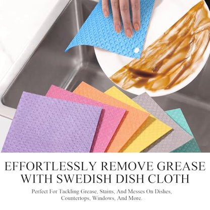 Swedish Kitchen Dish Cloths - 6 Pack Reusable Paper Towels for Counters & Dishes - Eco Friendly Cellulose Sponge Cloth (Blue) - color: K-blue