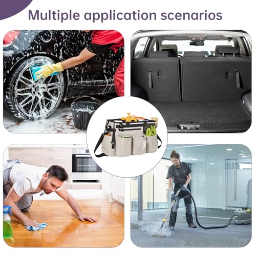 IBVIVIC Wearable Cleaning Caddy Bag for Cleaning Supplies,Large Capacity Cleaning Organizer White - color: White