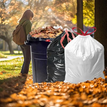 BEIDOU-PAC 39 Gallon Lawn & Leaf Trash Bags Drawstring, 50 Count, Heavy Duty White & Unscented Plastic Bags, Multi-purpose Garbage Bags for Home Commercial, Outdoor, Construction, Industrial - style: 39 Gallon |50 Count