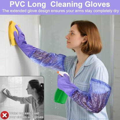 XANGNIER Long Gloves for Cleaning Bathroom,Waterproof Chemical Resistant Gloves Elbow Length,Pvc Full Arm Men & Women Reusable Glove for Gardening,Aquarium,Kitchen,Dishwashing,Household Cleaning,2pair - color: 2 Pair