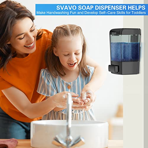 SVAVO Wall Mounted Soap Dispenser Kitchen Bathroom Manual Soap Dispenser Refillable Hand soap Dispenser for Liquid Contianers Shampoo Gel Chamber for Household Commerical 23.7oz (700ml) ABS - color: Black