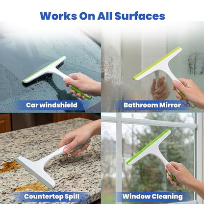 Middleofthemap Shower Squeegee - Flexible Silicone Blade, Lightweight Plastic Handle, Easy Hanging Hook, Attractive Colors, Perfect for Glass Doors, Windows, Tiles, and Mirrors 9.5" (4)