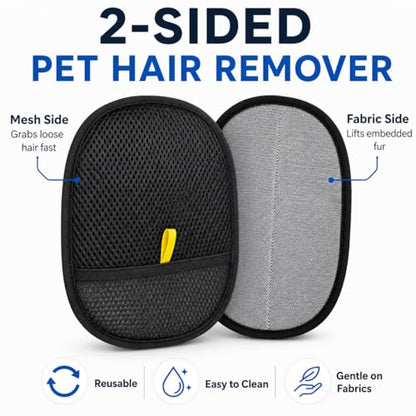 Pet Hair Remover Mitt for Couch, Reusable Dog & Cat Hair Remover Glove for Furniture, Clothes, Carpet, Bedding and Car Seats, Washable Lint Cleaner for Pet Fur