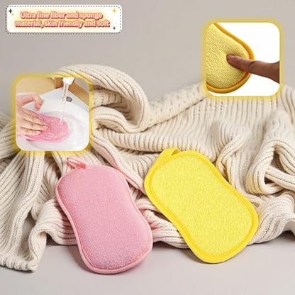 Dual-Sided Kitchen Scrubbing Sponges, Heavy Duty Non-Scratch Cleaning Sponges, Extra Thick Dual-Sided Sponge with Hooks – Lint-Free & Durable for Pots, Pans, Glass, Stainless Steel & Grills