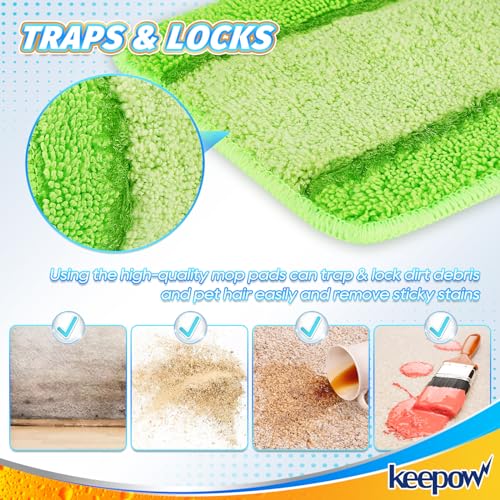 Libman 2 Pack Freedom Spray Mop Pad Refill, 16 in Microfiber Reusable Floor Cleaning Pad for Multi-Layer Floors - color: Green-2 Pack