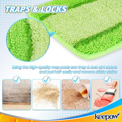 Libman 2 Pack Freedom Spray Mop Pad Refill, 16 in Microfiber Reusable Floor Cleaning Pad for Multi-Layer Floors - color: Green-2 Pack