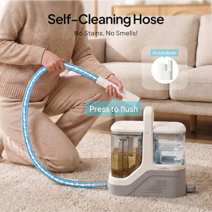 Portable Carpet Cleaner Machine for Pet Stains Upholstery Car Interior, 16kPa Powerful Suction Spot Cleaner with Dual Tank, Self-Cleaning Tool&16.4FT Cord for Couch Rug Stairs Deep Cleaning Machine