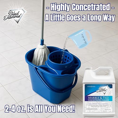 Black Diamond Stoneworks Marble & Tile Floor Cleaner Concentrate, pH Neutral, Streak-Free & No-Rinse Formula for Granite, Travertine, Limestone, Slate, Ceramic & Porcelain Floors (4-Gallons) - size: 128 Fl Oz (Pack of 4)