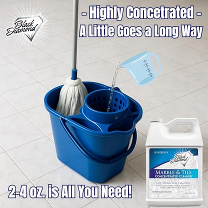 Black Diamond Stoneworks Marble & Tile Floor Cleaner Concentrate, pH Neutral, Streak-Free & No-Rinse Formula for Granite, Travertine, Limestone, Slate, Ceramic & Porcelain Floors (4-Gallons) - size: 128 Fl Oz (Pack of 4)