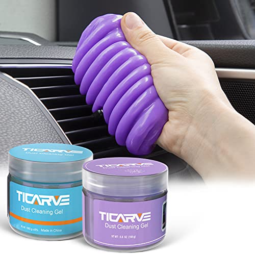 TICARVE 2Pack Cleaning Gel for Car Cleaning Putty Car Slime for Cleaning Car Detailing Putty Detail Tools Car Interior Cleaner Automotive Car Cleaning Kits Keyboard Cleaner Blue Purple (320g/11.2oz) - color: Blue+Purple