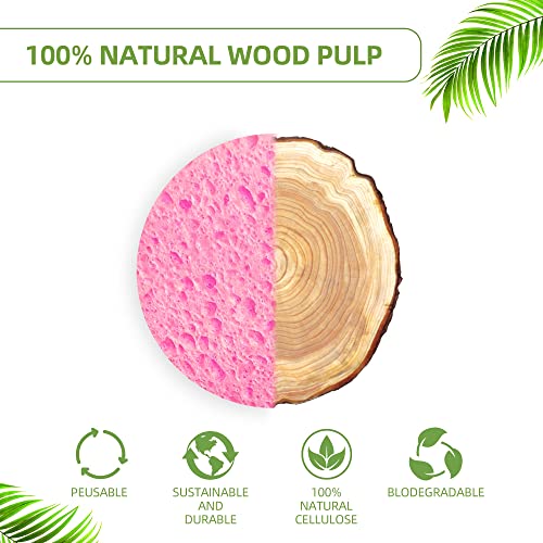 120-Count Compressed Facial Sponges|Kickleen 100% Natural Cellulose Cosmetic Spa Sponges for Daily Facial Cleansing|Makeup And Mask Removal|Exfoliating|Skin Massage|Pore Exfoliation (120 Count (Pink)) - color: 120 Count (Pink)