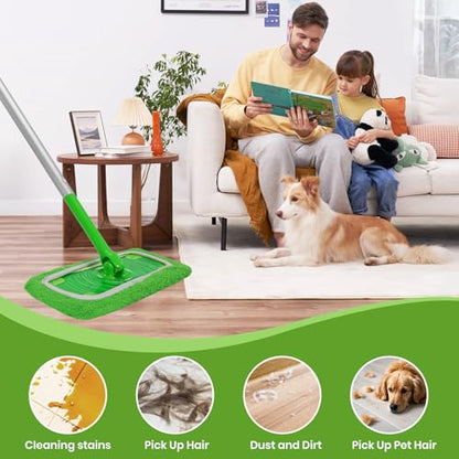 6 Pack Reusable Microfiber Mop Pads - Compatible with Sweeper, Reusable Mop Pads, Washable Dry Cloths & Wet Pads Refill for Hardwood Laminate Tile Floor Cleaning (6, Green, M) - color: Green