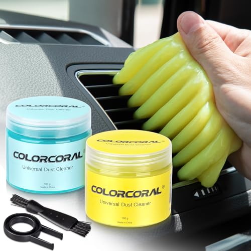 ColorCoral Car Cleaning Gel 2Pack Car Clean Putty, Universal Car Interior Cleaner Slime, Perfect Keyboard Cleaning Kit Supplies, Auto Detailing Tools Accessories, Dust Remover Gifts for Men Women - color: Blue+Yellow