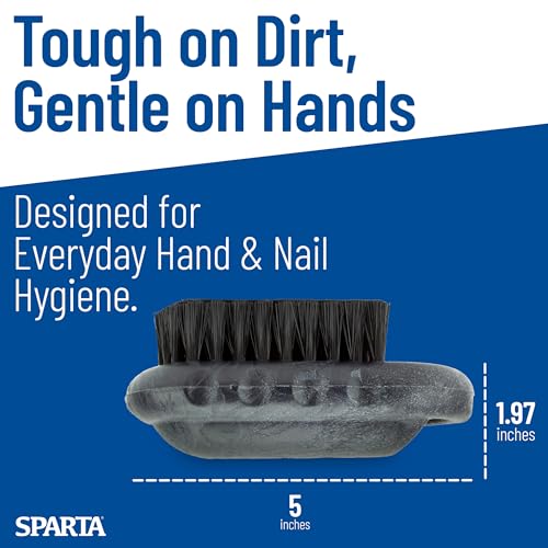 SPARTA 5 Inch Hand and Nail Brush with Stiff Center Bristles, Soft Outer Bristles, Larger Polypropylene Body, Color Coded Scrub Brush for Commercial Foodservice Use, Black