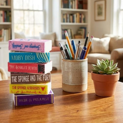 6 Pieces Book Kitchen Sponges Novels Sponges Fun Non-Scratch Scrub for Washing Dishes Pots Pans and Household Cleaning Supplies for Kitchen Dishes Furniture Gifts (6, Book-2) - color: Book-2