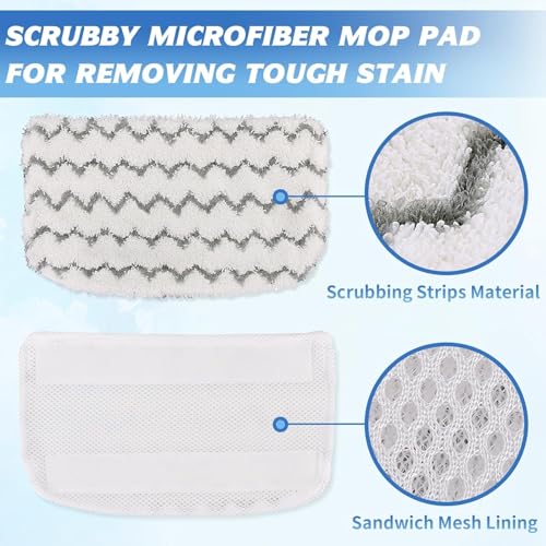 6 Pack Steam Mop Replacement Pads, Microfiber Floor Cleaning Pads Compatible with Shark S1000 Series Steam Mops, Reusable Washable Mop Refills for Hardwood and Tile Floors