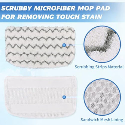 6 Pack Steam Mop Replacement Pads, Microfiber Floor Cleaning Pads Compatible with Shark S1000 Series Steam Mops, Reusable Washable Mop Refills for Hardwood and Tile Floors