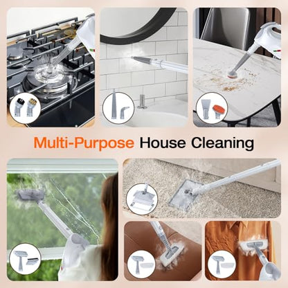 Handheld Steam Cleaner, 10-in-1 Steam Mop with Detachable Steamer, 320ml Water Tank, 10s Fast Heating, Portable Steamer for Cleaning Kitchen, Floor, Tiles, Window, BBQ Grill, Car, Snow White - color: Pearl White