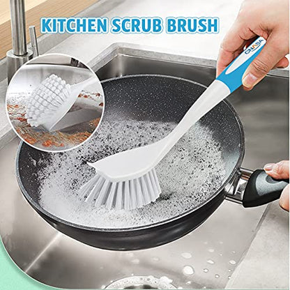 6 Pack Household Deep Cleaning Set - Kitchen, Bathroom & Floor Cleaning Brushes, Includes Scrub, Dish, Bottle, Grout, Crevice & Shoe Brushes