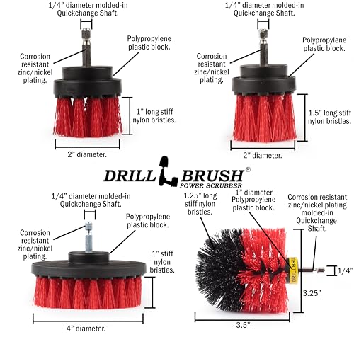 Outdoor Cleaning Supplies - Fountain and Patio Cleaning Brushes - Fire Pit - Scrub Brushes - Concrete Brush - Grout Cleaner - Granite Scrubbing Tool - Headstone Restoration Kit - Garden Statues Brush - color: Red