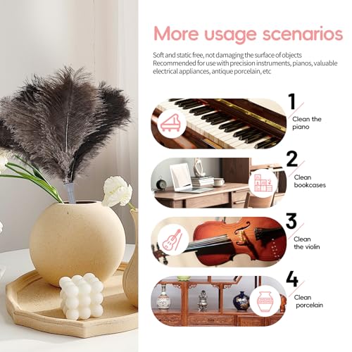 Feather Duster-Genuine Ostrich Feathers,Anti-Static,Reusable Eco-Friendly Handheld Cleaning for Keyboard,Home,Car,Office(17Inch,1Pack) - color: Natural-17in-styled-1pcs