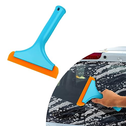 Ziciner Small Silicone Window Squeegee, Car Windshield Water Blade Squeegee, Multifunctional Auto Squeegee with 5.9 Inch Blade and Non-Slip Handle for Car Window, Mirror, Home Cleaning (Blue) - color: Blue-1pcs