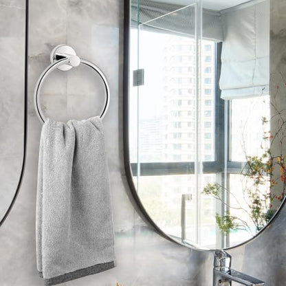 Chrome Bathroom Hardware Set, Towel Ring & Toilet Paper Holder, Stainless Steel SUS304, Hand Towel Hanger & Toilet Roll Holder, Sturdy Bathroom Accessories for Home or Kitchen - color: Chrome