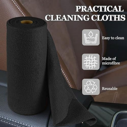 wuyaoyao 50PCS Microfiber Cleaning Cloth Roll, 10"×10" Tear Away Microfiber Towels, Reusable Washable Cloth Paper Towels, Multi-Purpose Cleaning Rags for Car Home Kitchen Garage Shop (Black) - color: Black