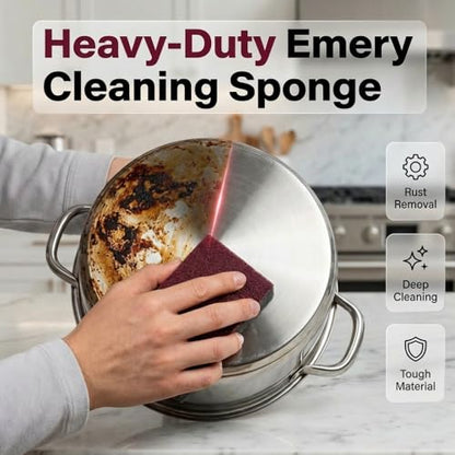 Emery Magic Wipe Sponge, Nano Carborundum Scrub Sponge, Heavy Duty Scouring Pad, Cleaning Sponge for Pots Pans Kitchen (10 PCS) - color: 10 Pcs