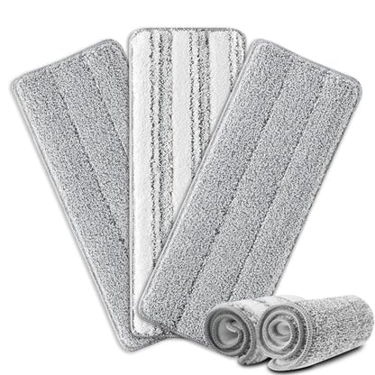 Flat Mop Pads, 3 Pack 13" X 4.9" Microfiber Mop Pad/Refill/Head, Mop Pads Washable Microfiber Squeeze Cleaning Mop Heads Replacement - White and Grey - color: 3 Pack - White and Grey