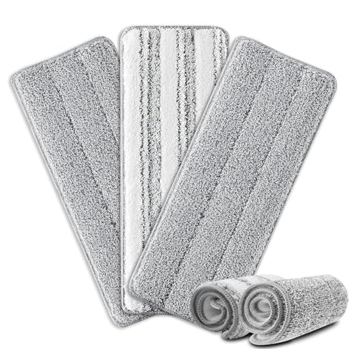 Flat Mop Pads, 3 Pack 13" X 4.9" Microfiber Mop Pad/Refill/Head, Mop Pads Washable Microfiber Squeeze Cleaning Mop Heads Replacement - White and Grey - color: 3 Pack - White and Grey