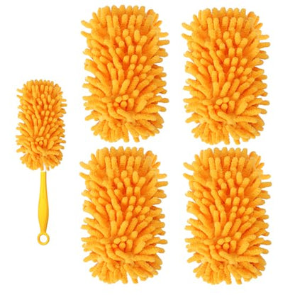 Reusable Duster Refill Compatible with Swiffer Duster Kit - Pet Heavy Duty Duster Refills Fit for Swiffer Extended Handle Duster - Microfiber 360 Duster Refills for Dusting Cleaning, 4 Pack - color: 4 Pack(orange)