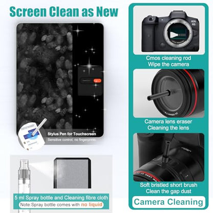 VICHYIE Keyboard Cleaning Kit with Brush, Computer Laptop Cleaner Kit, Phone Cleaning Tool, Multi-Function Cleaner Kit for Earbuds, Cellphones, PC, Screens, Camera Lens, Electronics Devices (Black) - color: Black