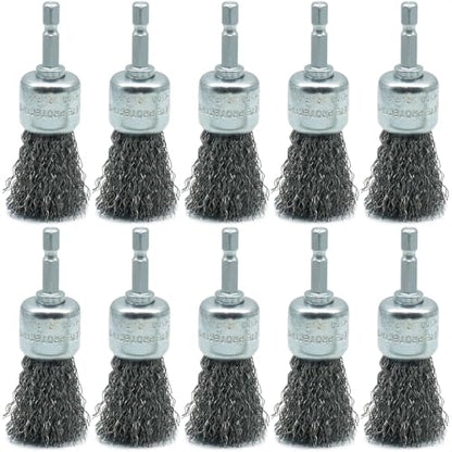 10-Pack 1-inch Carbon Steel Wire Detail (Pen) Brush Set for Drill, 1/4" Hex Shank, for Cleaning Rust from Corners, Welds & Hard-to-Reach Surfaces - style: 1-inch Pen Brush - 10 Piece