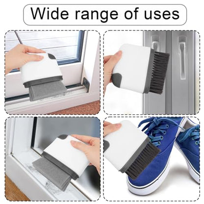 2pcs 2-in-1 Groove Cleaning Brush, 2025 Upgraded Crack Cleaner Tool Handheld Grout Brush for Window Tracks Sliding Doors Sills Tile Lines (Dark Gray)