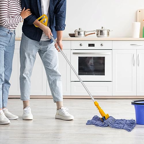2 Pack Mop Head Replacement, Cleaning Heavy Duty Mop Head Commercial Replacement, Wet Industrial Blue Cotton Looped End String Head Refills, Heavy Mop Replace Head, for General and Floor Cleaning - color: Blue