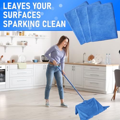 Newwiee 3 Pcs Extra Large Microfiber Cleaning Cloth 30" x 20" Washable Reusable Microfiber Towel Streak Free Lint Free Cloth for Cleaning Home Glass Office Window Bathrooms (Blue) - color: Blue