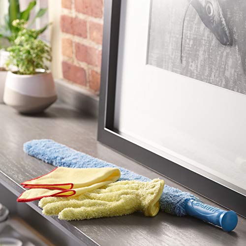 E-Cloth Cleaning & Dusting Wand - Long Hand Dusters for Cleaning, Reusable Microfiber Duster Washable, Cleans Dust & Pet Hair, Flexible Foam for Hard-to-Reach Ceiling Fan Blades - Blue (1 Pack) - size: Wand New Version