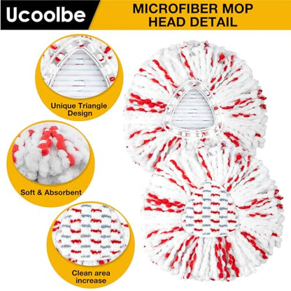 Upgraded mop Refill for O Cedar, 3 Pack Spin mop Heads Replacements Compatible with O Cedar EasyWring Spin Mop Bucket System, 40% More Cleaning Power, Microfiber and Machine Washable - size: 3 Pack