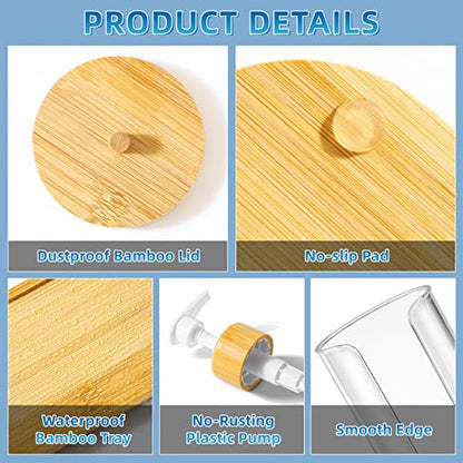 VITVITI Mouthwash Dispenser for Bathroom, Mouth Wash Pump Bottle with Paper Cup Holder, 17Oz Refillable Clear Mouthwash Container with Bamboo Lid/Tray/Label - color: Clear