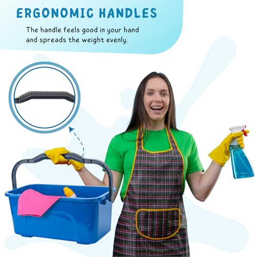 Bucket for Household Cleaning, 3 Gallon Plastic Rectangle Water Bucket with Handle for Mopping, Car and Window Washing, Blue