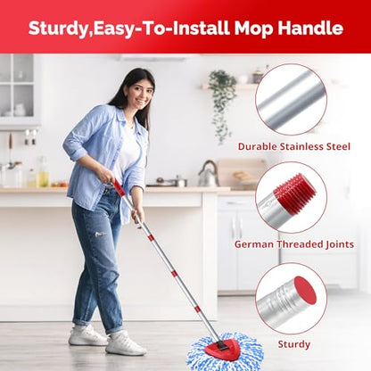 O-Cedar Spin Mop Head, Base, Handle Replacement for RinseClean 2 Tank System, 4 Microfiber Mop Refills, 1 Base and 30-58in Handle Set Combo, Blue, for Wood, Tile, Laminate, Marble - color: Blue
