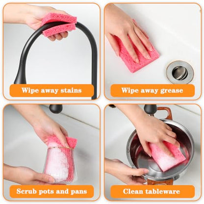 15Pcs Cellulose Sponges Kitchen Reusable Compressed Sponges Kitchen Sponge for Cleaning (5 Colors)